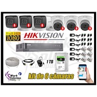 Kit 6 Cámaras Seguridad Con Audio Incorporado Full Hd 1080P Hikvision